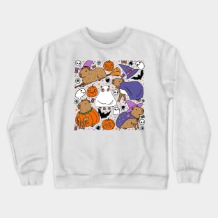 Cute halloween capybaras illustration Crewneck Sweatshirt